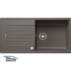 BLANCO Einbausp�le Zia XL 6 S Vulkangrau mit Drehknopfgarnitur, reversibel