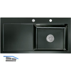 SYSTEMCERAM Einbausp�le Mera 100 SL, 1000 x 510 mm TT. links, Nero Exzenter