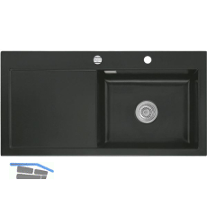 SYSTEMCERAM Einbausp�le Mera 100 SL, 1000 x 510 mm TT. links, Nigra Exzenter