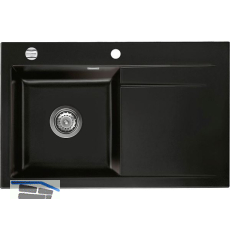 SYSTEMCERAM Einbausp�le Stema 80, 800 x 510 mm �1,5% Tropfteil rechts, Nero