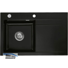 SYSTEMCERAM Einbausp�le Stema 80 Excenter 800 x 510 mm Tropfteil rechts, Nigra