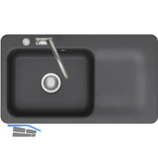 SYSTEMCERAM Einbausp�le Juna 90 Excenter, 900 x 510 mm Tt. rechts, Schiefer