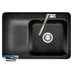 SYSTEMCERAM fl�chenb�ndige Sp�le Juna 75 F, 726 x 486 mm Tt. links, Nero