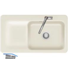 SYSTEMCERAM fl�chenb�ndige Sp�le Juna 90 F, 876 x 486 mm Tt. links, Magnolie