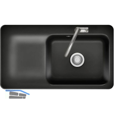 SYSTEMCERAM fl�chenb�ndige Sp�le Juna 90 F, 876 x 486 mm Tt. links, Nero