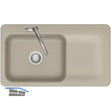 SYSTEMCERAM fl�chenb�ndige Sp�le Juna 90 F, 876 x 486 mm Tt. rechts, Fango