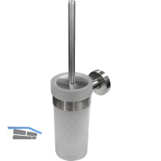 SOLIDO WC-B�rstengarnitur rund Serie 2 Edelstahl geb�rstet/Opalglas