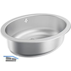 KWC 2D-Waschtisch Rondo 450-O, Edelstahl Seidenmatt, 510 x 390