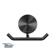 GEESA Handtuchhaken doppelt Opal Metallfinish Schwarz geb�rstet