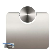 GEESA WC-Papierhalter Opal mit Abdeckung, Metallfinish Edelstahl geb�rstet