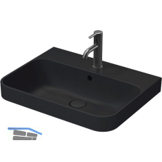 DURAVIT Aufsatzwaschtisch Happy D.2 Plus 60 mit 1 Hahnloch, Anthrazit matt