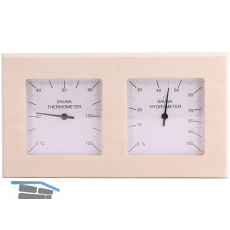 HARVIA Thermo-Hygrometer Quadrat geteilt Holz Espe