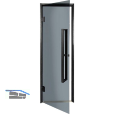 HARVIA Saunat�r Grauglas 8 mm ESG Holzrahmen Schwarz