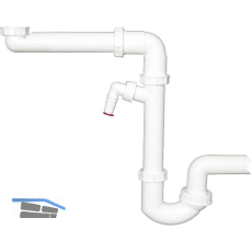 Raumspar-Siphon HL126SR DN40x6/4" + DN50 mit Kugelgelenk, Waschger�te-Anschluss