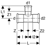 Geberit Mapress Edelstahl Gas T-Stck