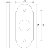 GRUNDMANN Drckerrosette WG oval, 32 x 74 x 16 mm, Messing poliert