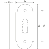 GRUNDMANN Oval-Schlsselrosette BBWG, Gr. 32 x 74, Messing pol