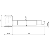 Einbohrband-Oberteil m. Zylinderkopf,  16 mm, f. Holz. Stahl verzinkt