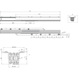 Ausziehtischfhrung CLASSIC, Auszugslnge 2300 mm, 90 kg, Stahl verzinkt