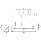 Doppelkugelschnapper, 8 x 43 mm, Messing poliert