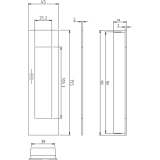 Schiebet�rmuschel eckig 45 x 155 mm, offen, Edelstahl matt