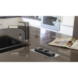 EVOline BackFlip, 2 Stk. Schukosteckdosen, 1 Stk. USB-Charger, Edelstahl