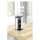 Steckdosenleiste EVOline Port 3x Schuko Wippdeckel alufarbig