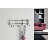 Garderobenleiste Satis mit 4 Haken, Breite 300 mm, Edelstahl gebrstet