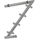 Garderobenarm Month mit 4 Doppelhaken, schwarze Gummiauflage,Edelstahl geb�rstet