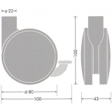 Designrolle Disky 2 ohne Bremse, Zinkdruckguss, Kunststoffdekor RAL 9006