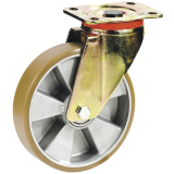 Schwerlastlenkrolle Polyurethanbereifung u. Kugellager 100x30mm/Platte 100x85mm