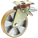 Schwerlastlenkrolle Polyurethanbereifung m. Feststeller 100x30mm/Platte 100x85mm