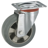 Lenkrolle mit Alufelge Elastik-Bereifung 125 x 40 mm/Platte 100 x 85 mm