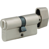 WC-Zylinder m. Drehknauf innen, 27/35 mm, Messing vernickelt matt