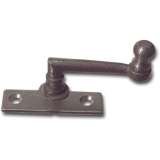 Fensterreiber m. Eisenknopf auf eckiger, austrag. Platte, 17 mm, Stahl blank