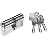 Industriedoppelzylinder BKS 45/45mm,Schlsselreide rund,Messing vernickelt matt