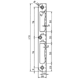 Winkelschlieblech f. BKS Hauptschlsser, universal, Lappen 170x20 mm, Edelstahl