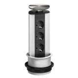 Steckdosenleiste EVOline Port 3x Schuko Wippdeckel Edelstahl
