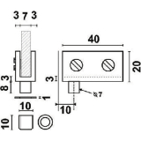 FZ 4-6 Glast�rscharnier,Glas 4-6, 20x40mm; Messing verchromt poliert