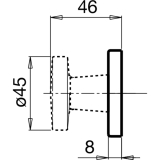 GRUNDMANN Trknopf Flachform, - auf Ros.  45 fest vernietet, silber elox