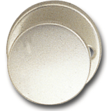 GRUNDMANN Trknopf Flachform - auf Ros. m. Schraublchern,  45 fest Alu poliert