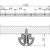 Kabelschiene Prisma, Lnge 1152 mm, Kunststoff schwarz