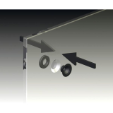 Glaspunkthalter Mini, 20 mm, 6 - 8 mm Glas,Kunststoff schwarz/Kappe Edelstahl