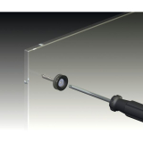 Glaspunkthalter Mini, 20 mm, 6 - 8 mm Glas,Kunststoff schwarz/Kappe Edelstahl