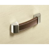 M�belgriff Agliano LA128, B147, Edelstahl Effekt/Leder braun