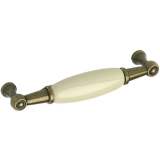 Griff Oxnard LA 96 mm, Porzellan/ZN hellbeige/altmessing br�niert