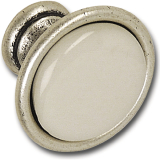 Knopf Ontario 2 � 34 mm, Porzellan/ZN, elfenbein/altvermessingt