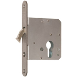 Schiebet�rschloss m. vernickeltem Bogenriegel, PZ, DM 55, Stulp rund, Edelstahl