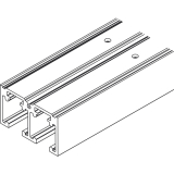 HAWA-Ordena 70/P - 70/F Doppellaufschiene gebohrt, L�nge 2500 mm, Alu eloxiert