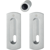 Schiebet�rmuschel Set - ecken abgerundet BB, Messing sat. verchromt - PVD